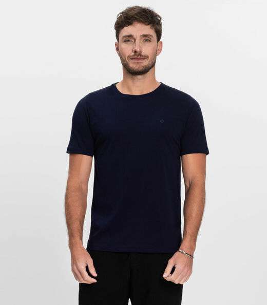 Camiseta Masculina Básica Meia Malha Diametro Azul