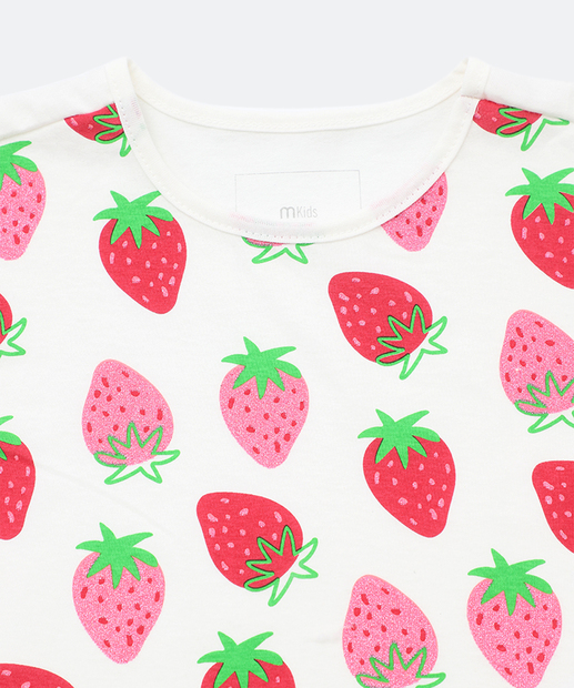 Blusa Infantil Estampa Morangos Marisa Tam 1 a 3 Off White