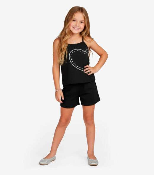 Conjunto Infantil Blusa e Shorts Feminino Select Preto