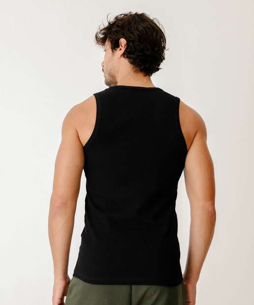 Regata Masculina Básica Canelada Marisa Preto