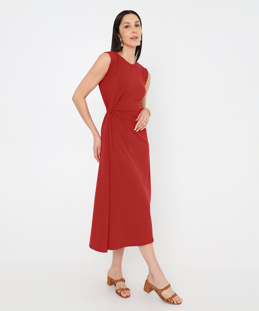 Vestido Midi Feminino Moletinho Nó Marisa Vermelho