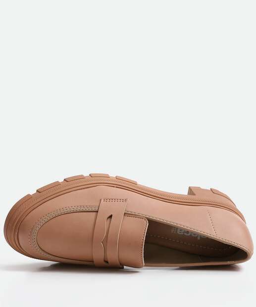 Mocassim Loafer Feminino Salto Grosso Tratorado Moleca