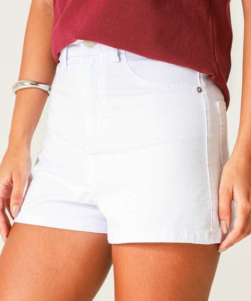 Short Feminino Sarja Cintura Alta Off White