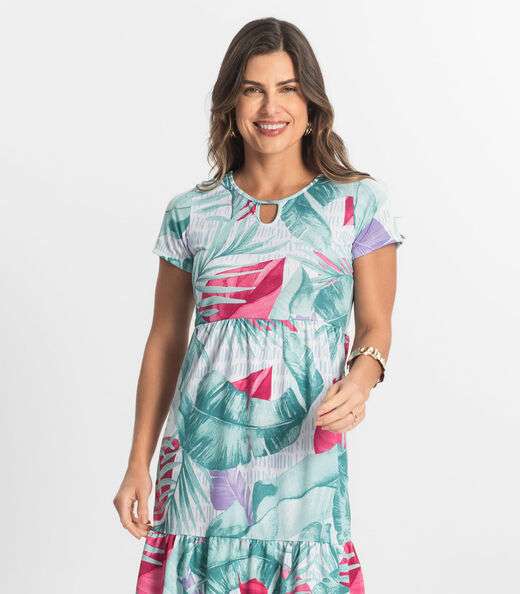 Vestido Midi Feminino Estampado Select Verde