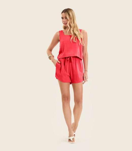 Shorts Feminino Em Linho Endless Laranja