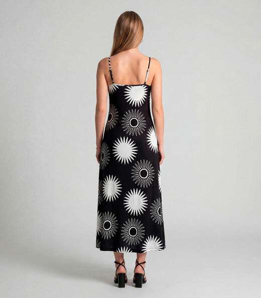 Vestido Midi Com Alças Finas Infinita Cor Preto