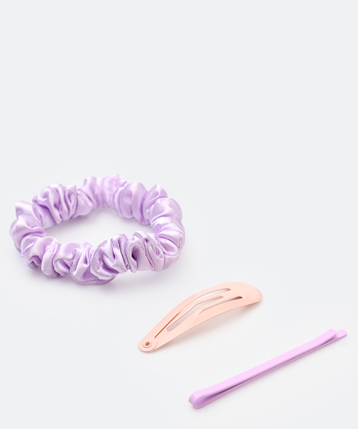 Kit 12 Peças Presilhas E Elásticos De Cabelo Infantil Marisa Roxo
