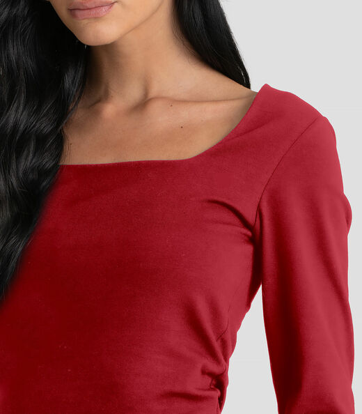Blusa Feminino Cotton Manga Longa Dianna Vermelho