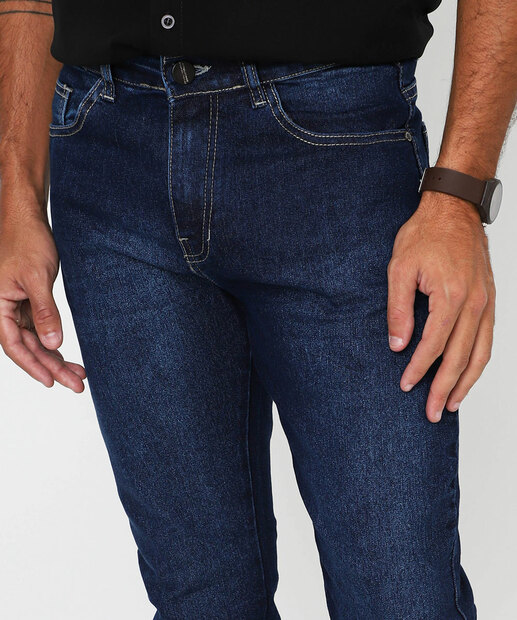 Calça Masculina Jeans Slim Bolsos Gangster Azul