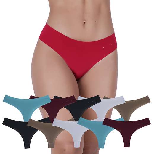 Image_Kit 10 Calcinhas Love Fio Dental Sem Costura Microfibra Concept Lingerie Multico