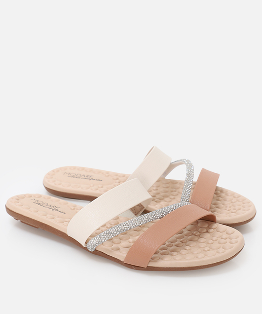 Rasteirinha Feminina Strass Modare Off White