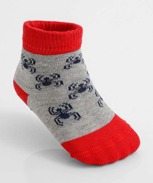 Kit 2 Meias Infantil Estampa Homem Aranha Marvel Vermelho 