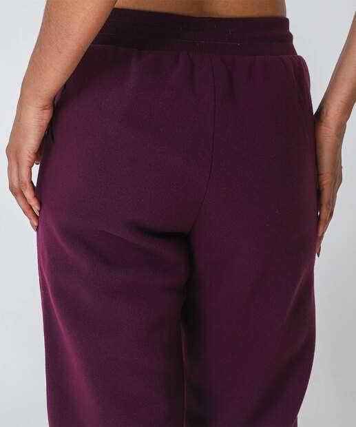 Calça Feminina Moletom Fitness Reta Marisa Roxo