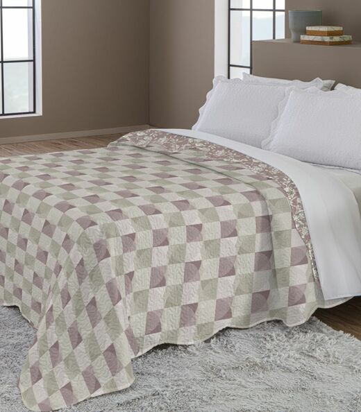 Colcha Dupla Face Queen 150 Fios Camesa Bege