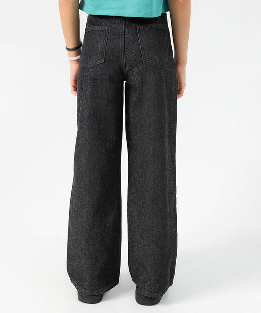 Calça Juvenil Jeans Wide Leg Marisa Tam 10 a 16 Preto