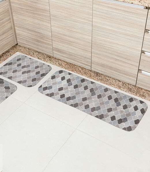 Tapete Cozinha Base Antiderrapante Tapetes Junior Cinza