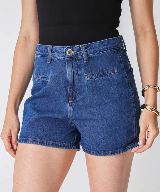 Short Jeans Feminino Cintura Alta Marisa Azul