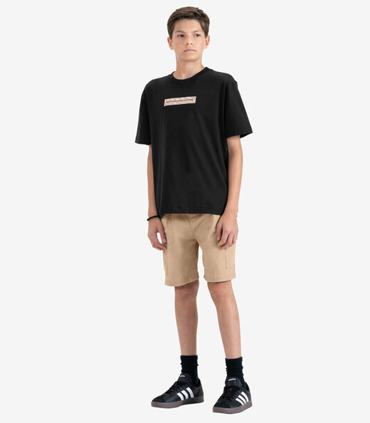 Camiseta Juvenil Masculina em Meia Malha Minty Preto