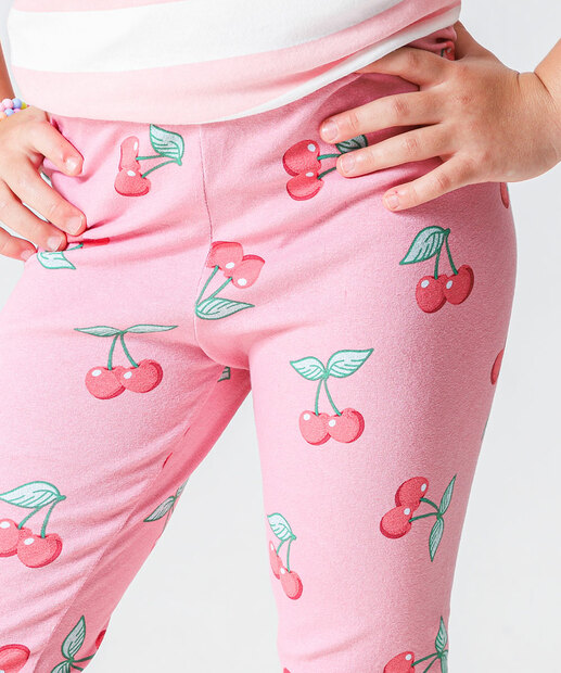Calça Infantil Legging Estampa Cereja Marisa Tam 4 a 10 Rosa