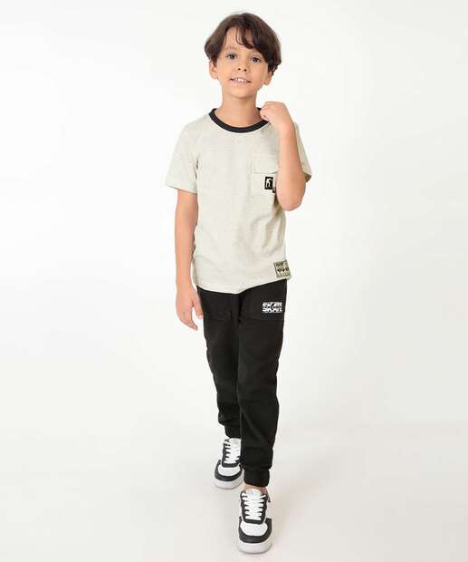 Camiseta Infantil Botonê Bolso Manga Curta MR Tam 4 a 10 