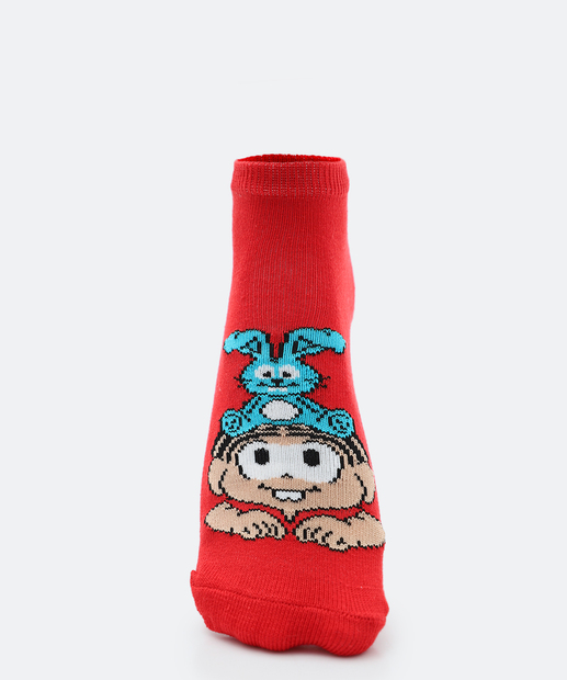 Kit 2 Meias Infantil Turma Da Mônica Vermelho