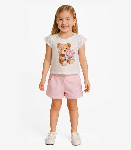 Image_Conjunto Blusa Com Shorts Infantil Trick Nick Bege