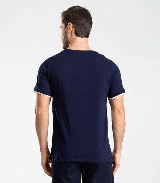 Camiseta Meia Malha Masculina Diametro Azul