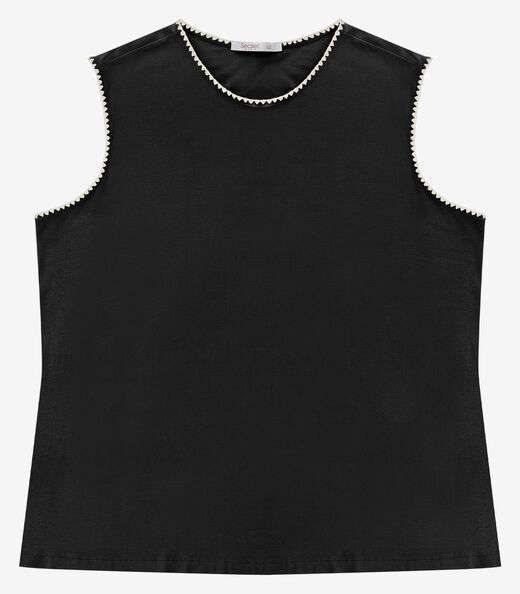 Regata em Viscose Feminina Plus Size Secret Glam Preto