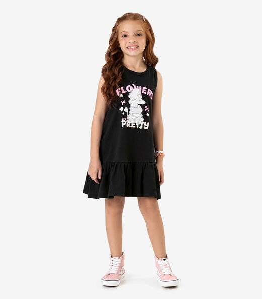 Vestido em Meia Malha Rovi Kids Preto