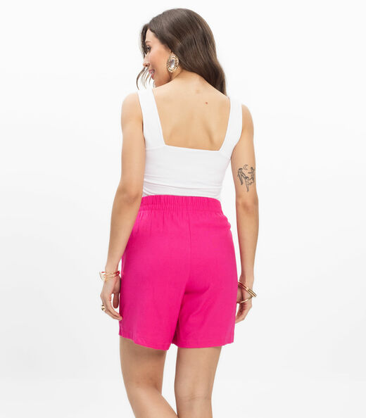 Bermuda Feminina Tecido Linho Rovitex Rosa