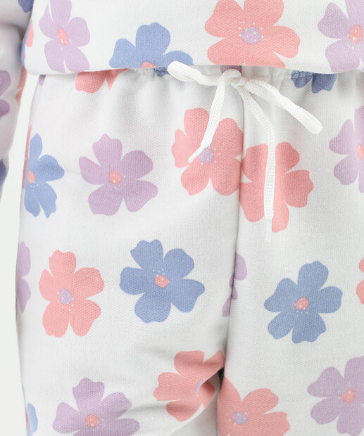 Calça Infantil Moletom Estampa Floral Marisa Tam 4 a 10 Off White