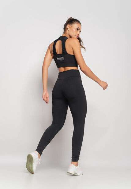 Top Suplex Esportivo Poliamida Liso Com Recorte Preto Salvatore