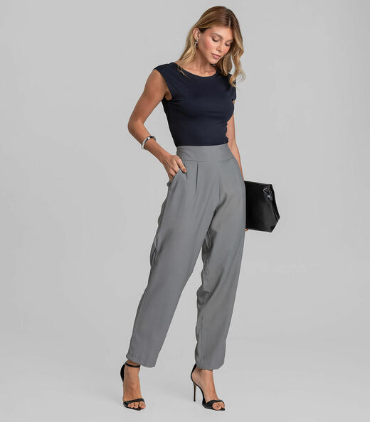 Image_Calça Pantalona Feminina Em Alfaiataria Dianna Cinza