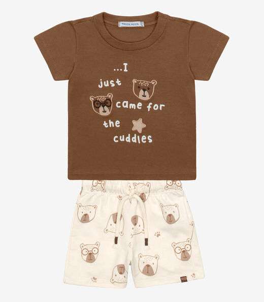 Image_Conjunto Infantil Camiseta Com Bermuda Trick Nick Marrom