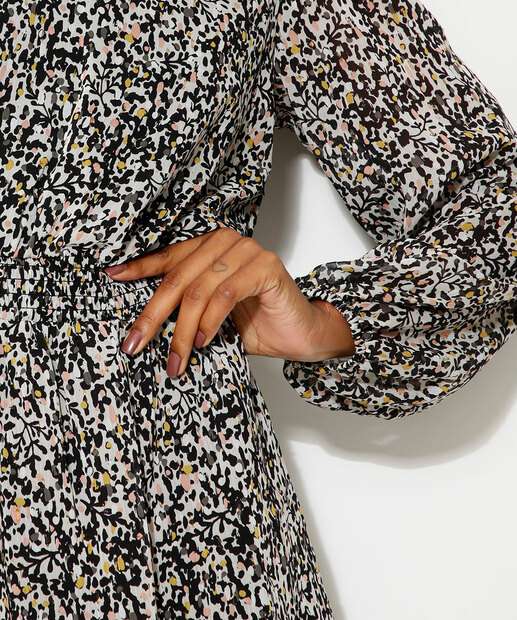 Vestido Feminino Chiffon Estampado Lurex Marisa