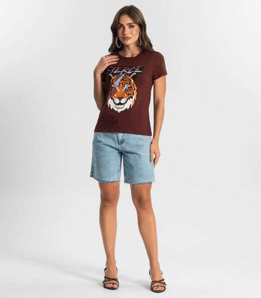 Blusa T-Shirt Feminina Estampada Select Vermelho