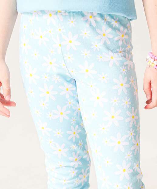 Calça Infantil Legging Flores Marisa Tam 4 a 10 Azul