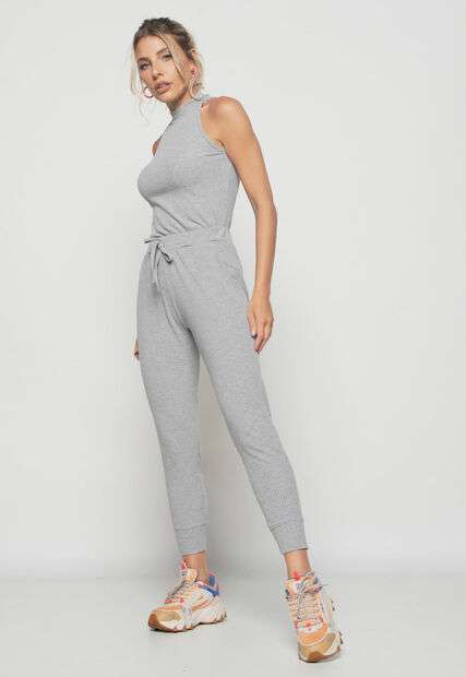 Conjunto  Comfy Com Regata e Jogger Canelada Mescla Salvatore Fashion