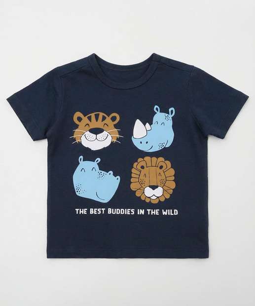 Image_Camiseta Infantil Animais Manga Curta Marisa Tam 1 a 3 Azul