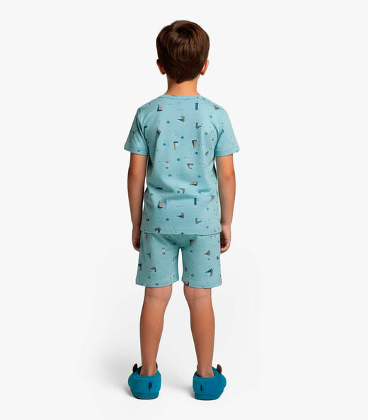 Pijama Infantil Camiseta e Bermuda Select Azul