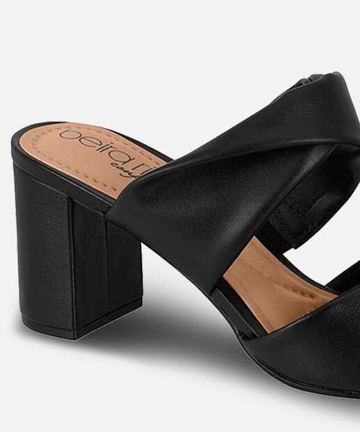 Scarpin Mule Feminino Salto Grosso Tira Beira Rio 