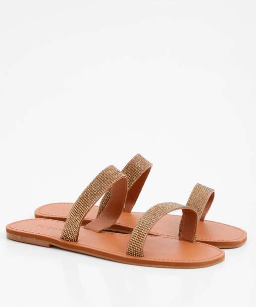 Rasteirinha Feminina Tiras Strass You Flat 
