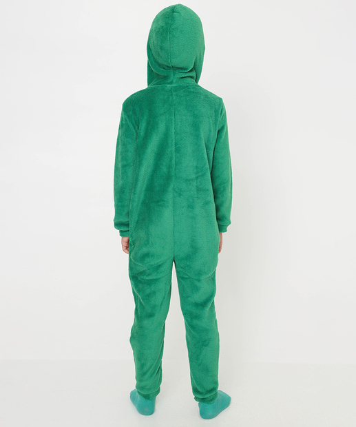 Pijama Macacão Infantil Dinossauro Capuz Marisa Tam 04 ao 12 Verde