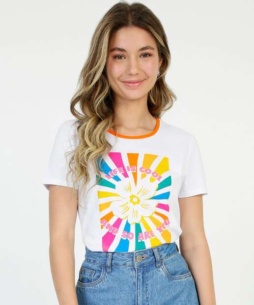 Blusa Feminina Estampa Frontal Manga Curta Marisa