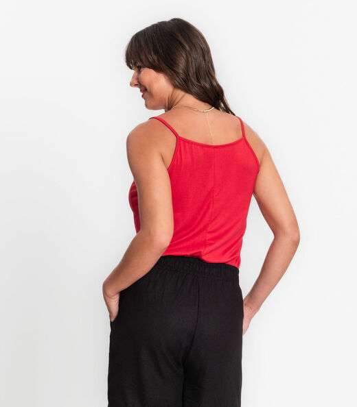 Blusa De Alça Semi Acabada Malha Delicate Rovitex Vermelho