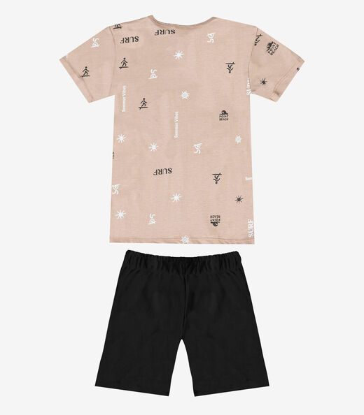 Conjunto Infantil Camiseta e Bermuda Select Bege