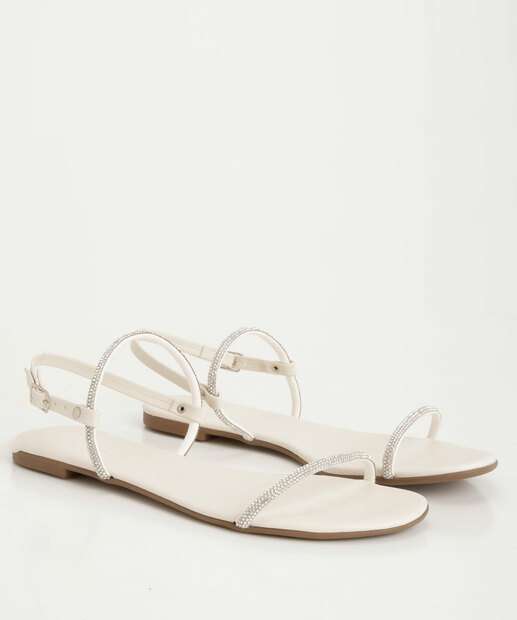 Sandália Feminina Rasteira Strass 127483