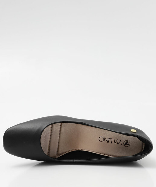 Scarpin Feminino Salto Grosso Via Uno Preto