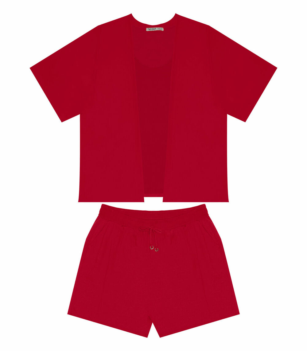 Conjunto Feminino Plus Size 3 Peças Secret Glam Vermelho | Marisa
