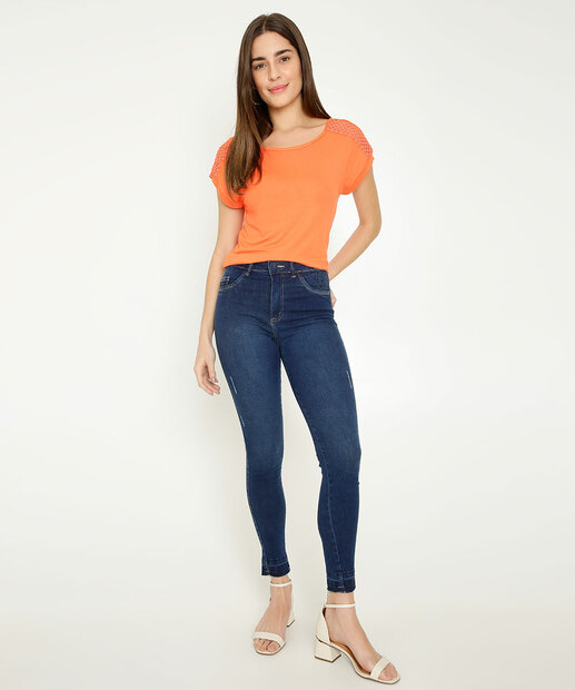 Blusa Feminina Decote Redondo Manga Curta 